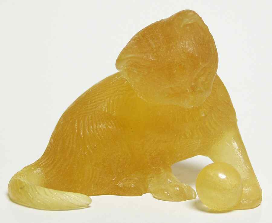 Daum Figurines Kitten W/ Ball-Amber - No Box by Daum-1