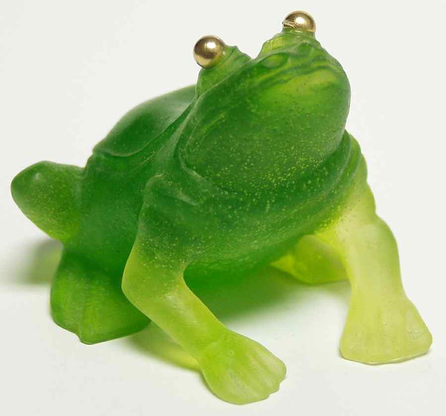 Daum Figurines Frog/Golden Eyes-Green/Yellow - No Box by Daum-1