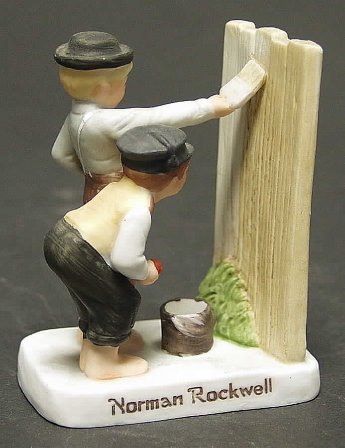 Tom Sawyer Miniature Figurine Whitewashing The Fence - With Box by Dave Grossman-1