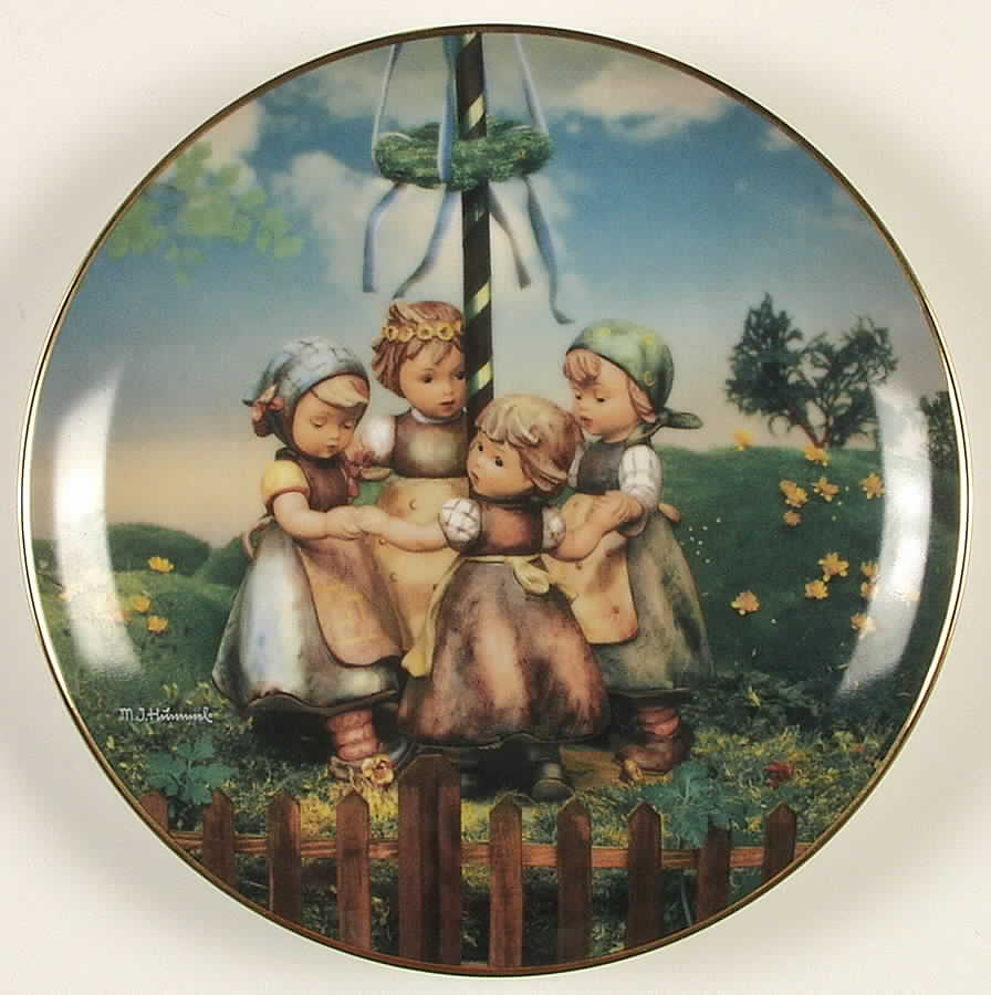 Hummel Calendar Plate May-Maypole-Ring Around The Rosie - No Box by Danbury Mint-1