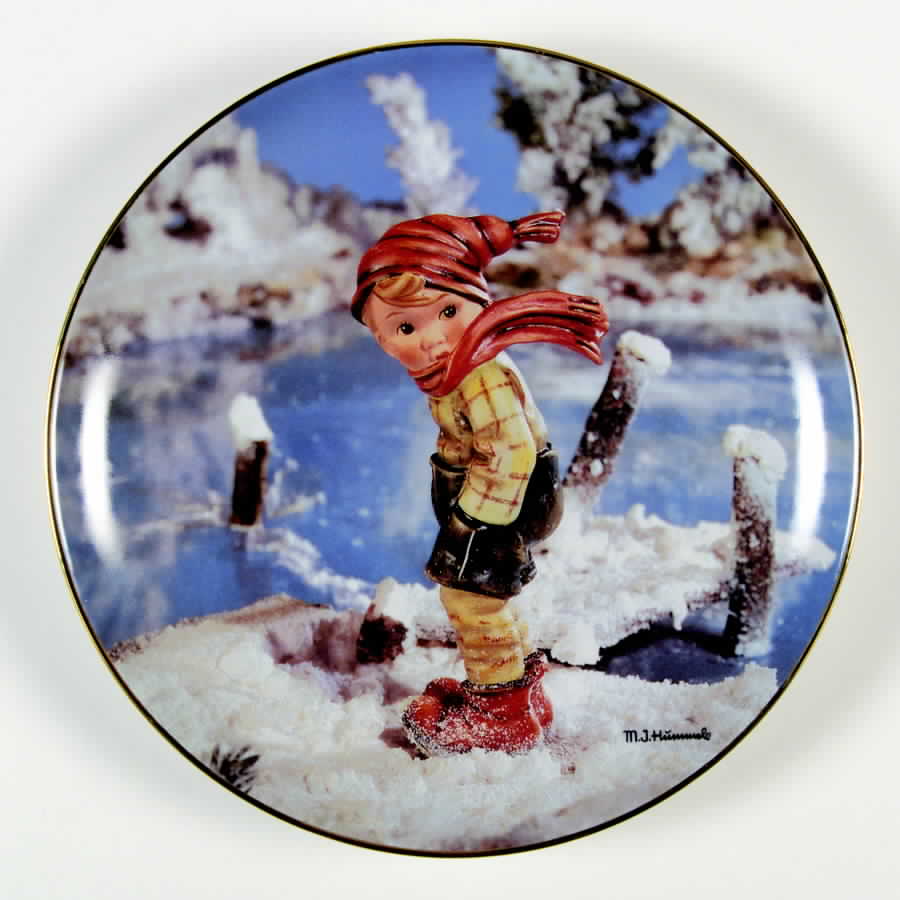 Hummel Calendar Plate January-Year's First Snow - No Box by Danbury Mint-1