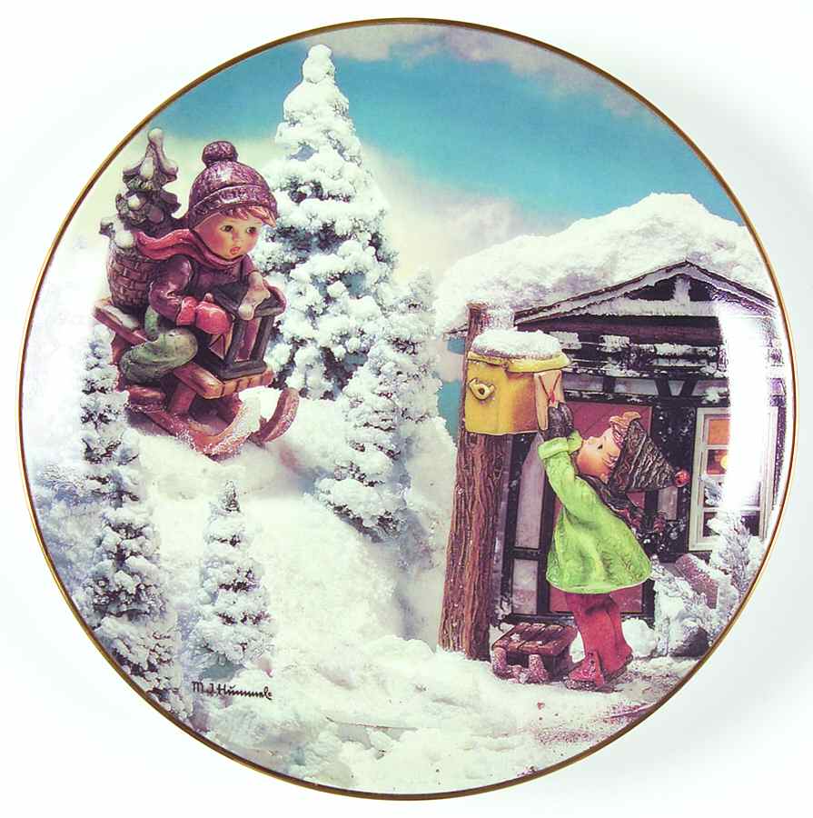 Hummel Calendar Plate December-Holiday Cheer - No Box by Danbury Mint-1