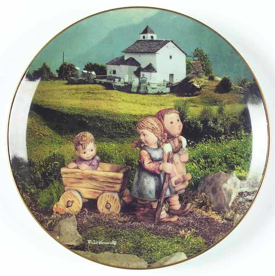 Hummel Calendar Plate July-Summer Stroll - No Box by Danbury Mint-1