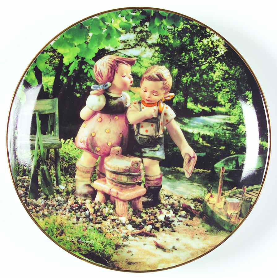 Hummel Calendar Plate August-Hot Summer Days - No Box by Danbury Mint-1