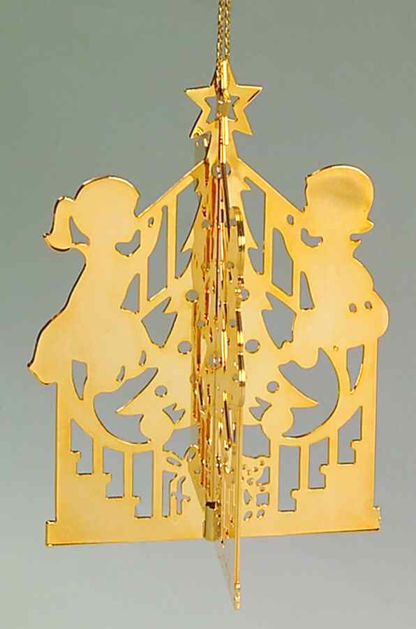 1983 Gold Christmas Ornament Collection Christmas Morning - Boxed by Danbury Mint-1