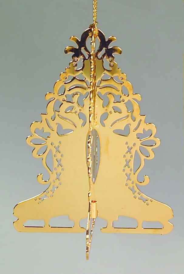 1983 Gold Christmas Ornament Collection Skates - No Box by Danbury Mint-1