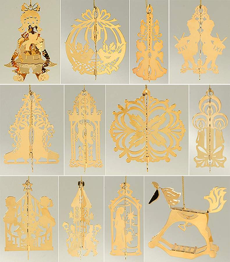 1983 Gold Christmas Ornament Collection Boxed Set Of 12 Ornaments - Boxed by Danbury Mint-1