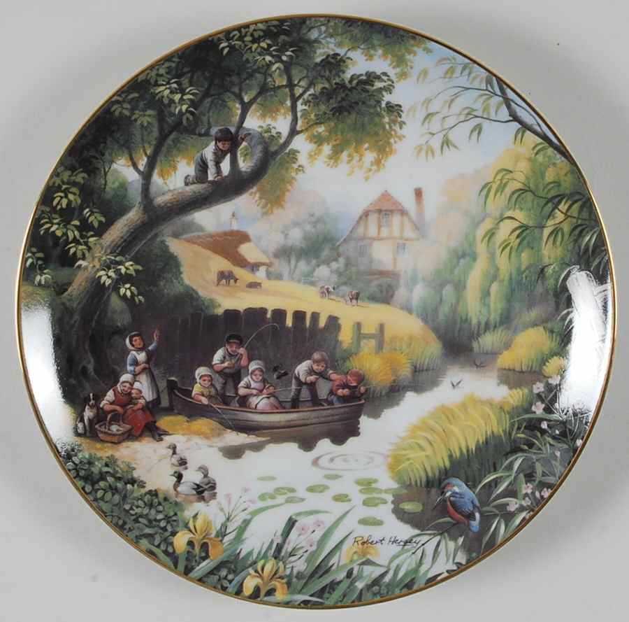 Story of A Country Village Children Fishing - No Box by Danbury Mint-1
