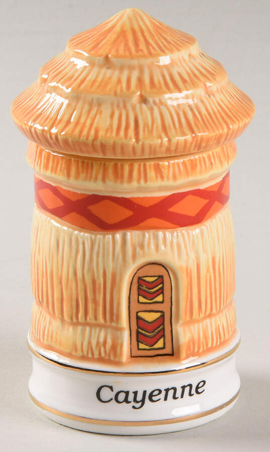 Spices of The World Cayenne-African Hut - Spice Jar Set-Ind Jar-Motif 3 by Danbury Mint-1
