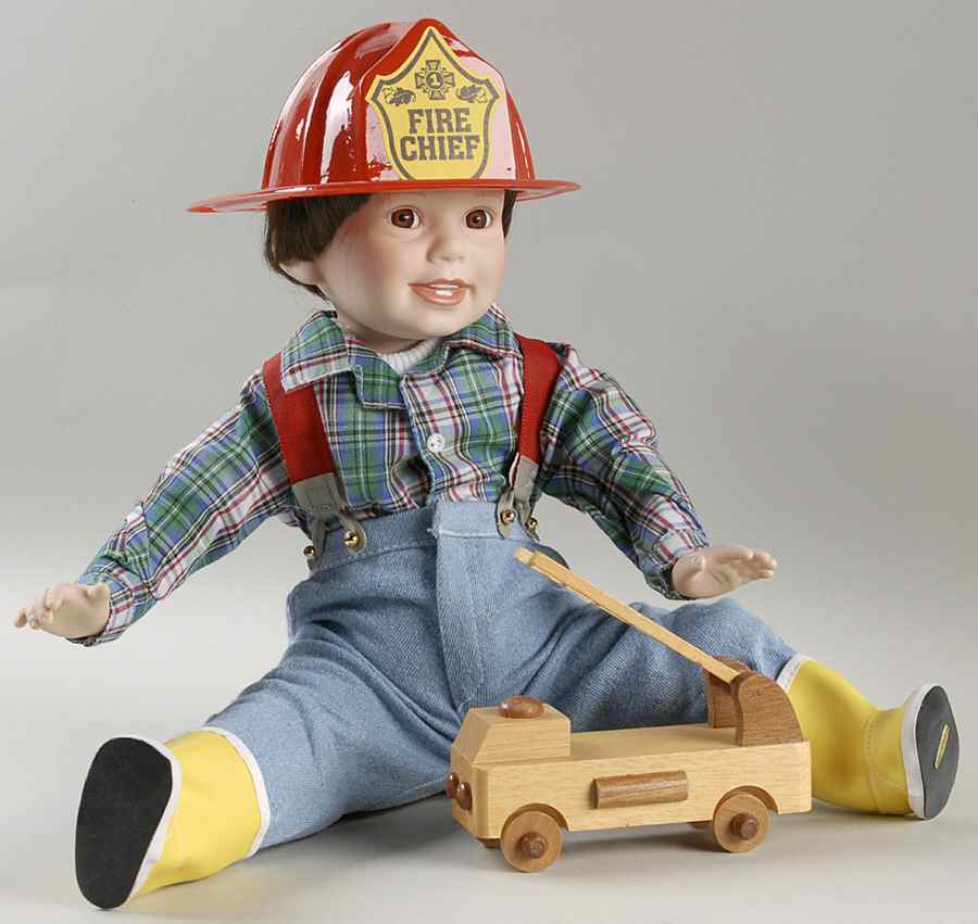 Boys and Toys David W/ Fire Truck - Boxed by Danbury Mint-1