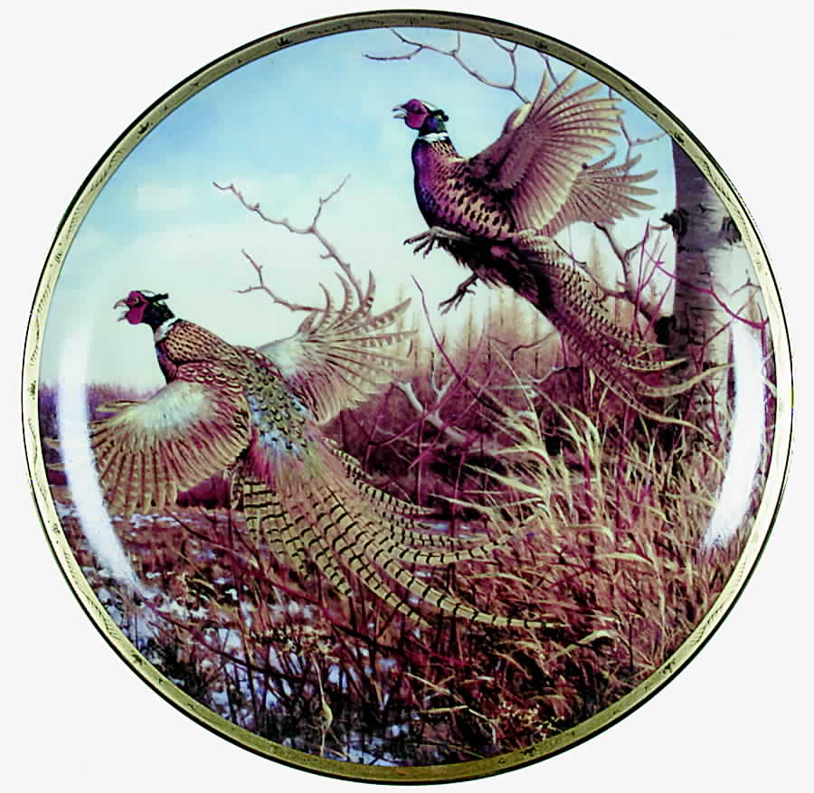 Game Birds of Owen Gromme Pheasants In Flight - No Box by Danbury Mint-1