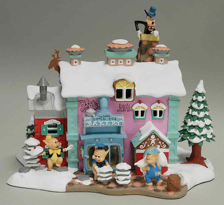 Disney Winter Wonderland Three Little Pigs Bakery - No Box by Danbury Mint-1