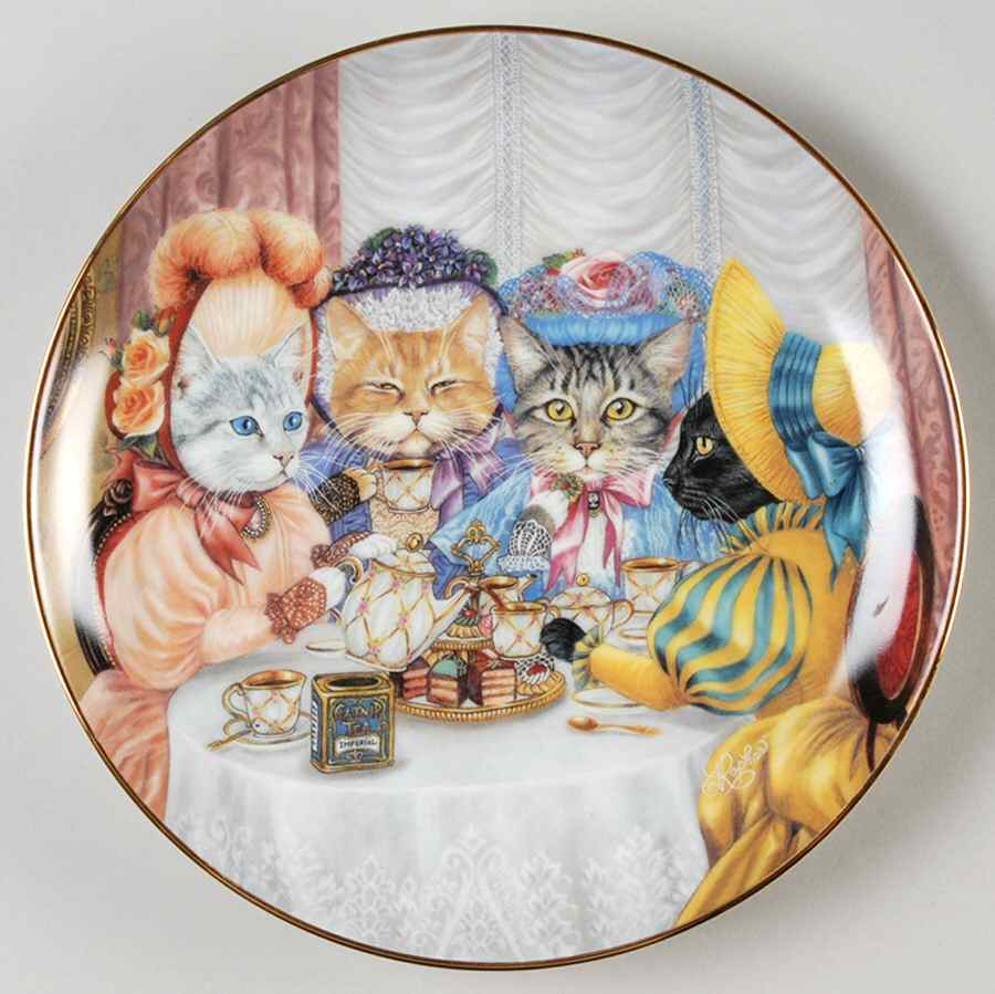 Fanciful Felines Miss Kitty's Tea Party - No Box by Danbury Mint-1