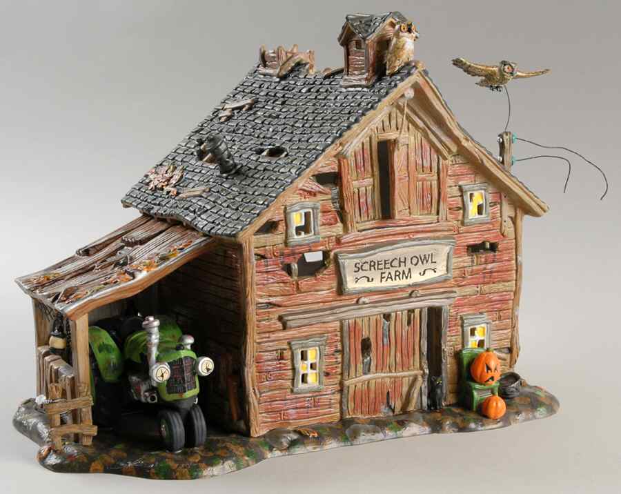 Snow Village Halloween Screech Owl Farm - Boxed by Department 56-1