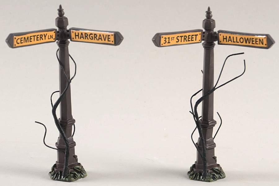 Snow Village Halloween Creepy Street Signs - Boxed by Department 56-1