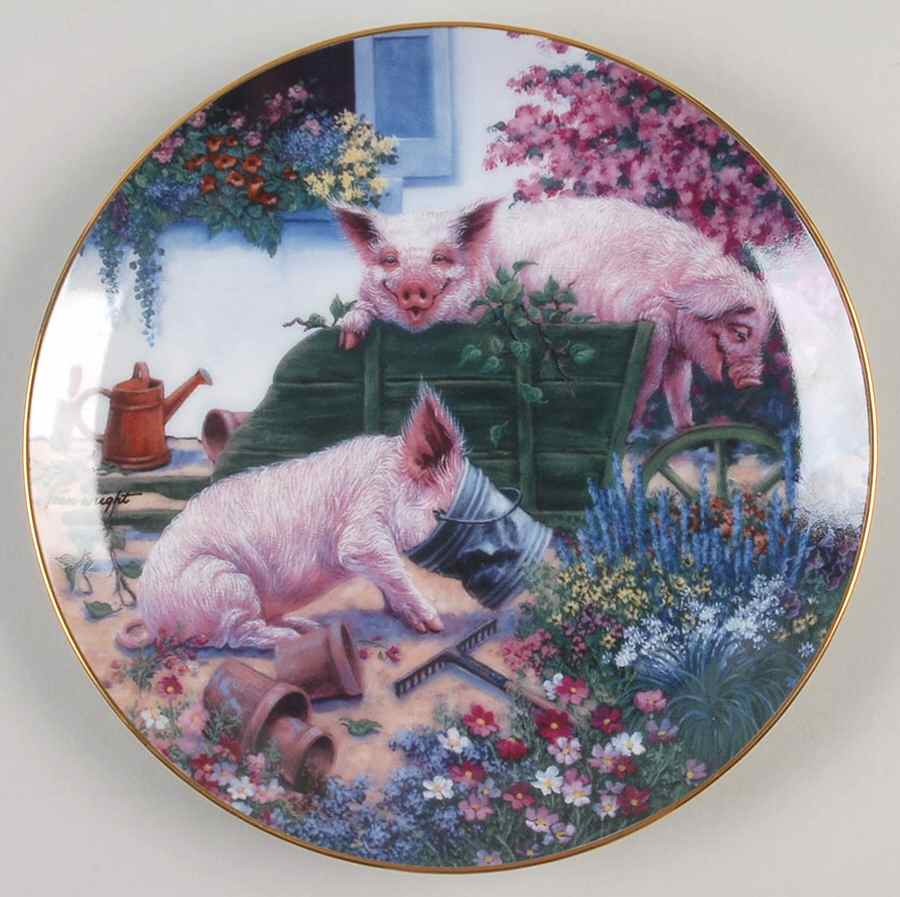 Pigs in Bloom Squeakbarrow - No Box by Danbury Mint-1