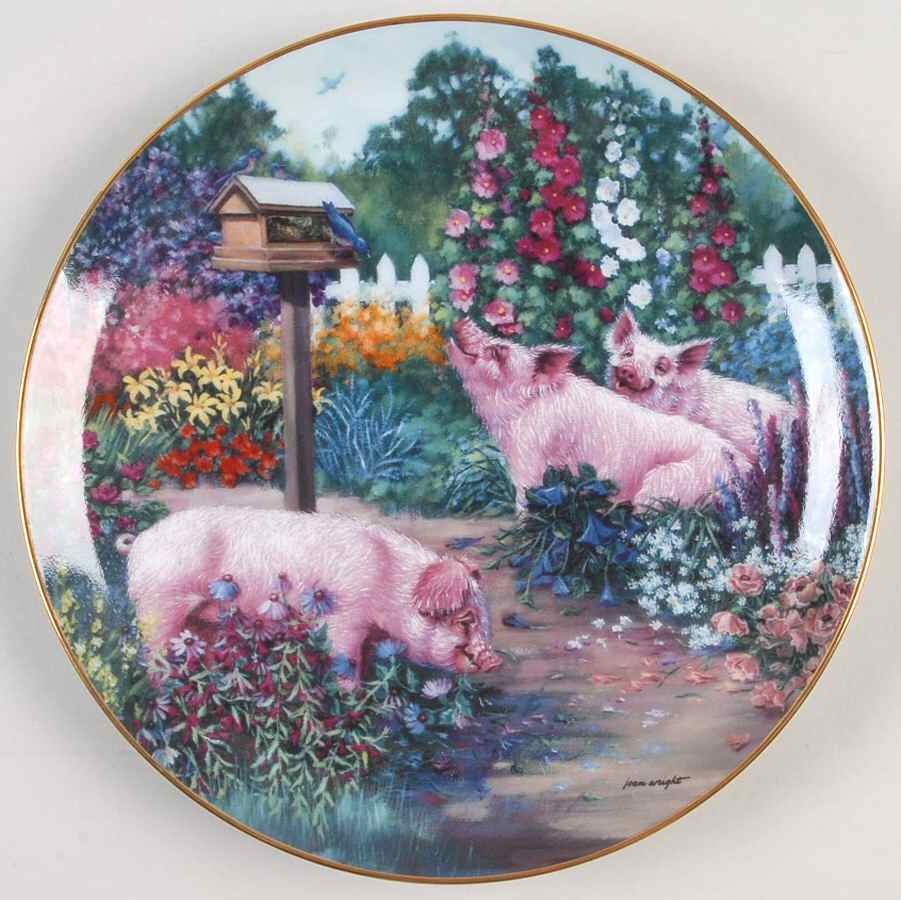 Pigs in Bloom Garden Party - No Box by Danbury Mint-1