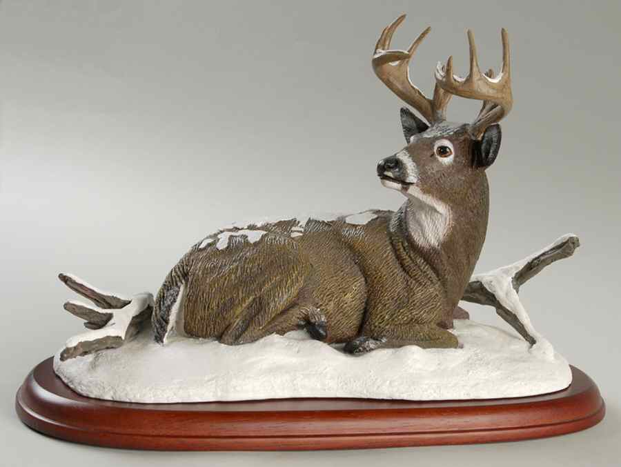 White-Tailed Deer Scullture Collection Winter Stag - Boxed by Danbury Mint-1