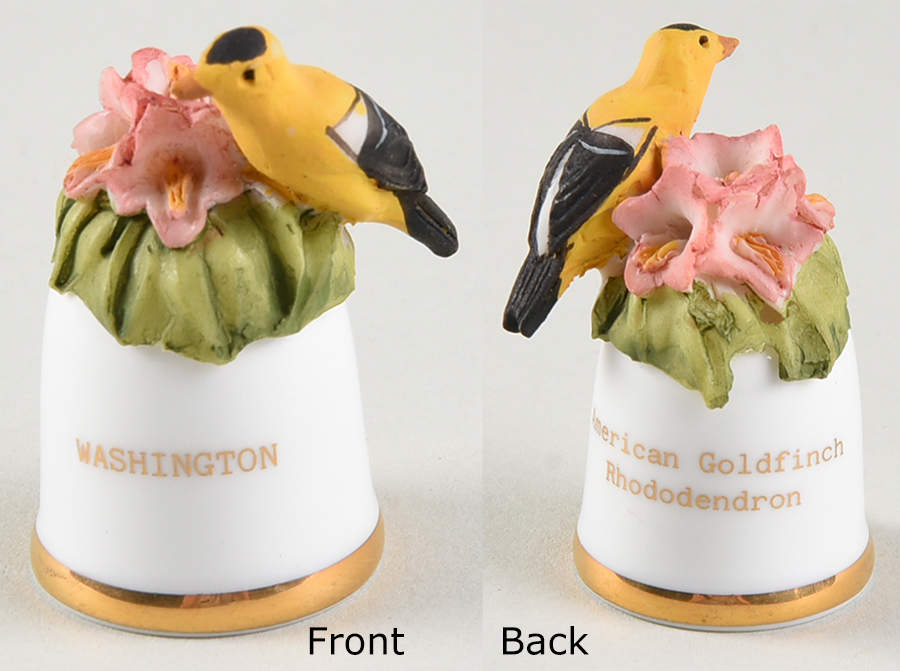Birds and Flowers of the 50 States American Goldfinch/Rhododendron - No Box by Danbury Mint-1
