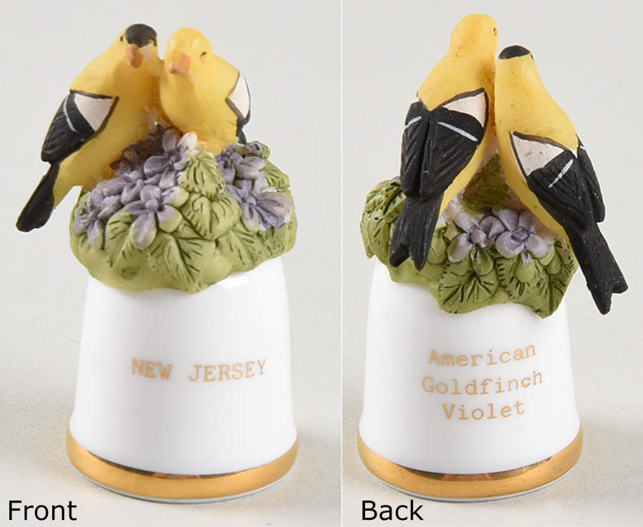 Birds and Flowers of the 50 States American Goldfinch/Violet - No Box by Danbury Mint-1