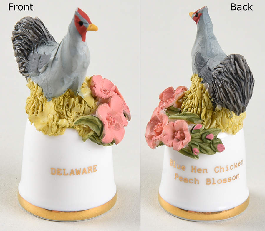 Birds and Flowers of the 50 States Delaware-Blue Hen Chicken/Peach Blossom - No Box by Danbury Mint-1