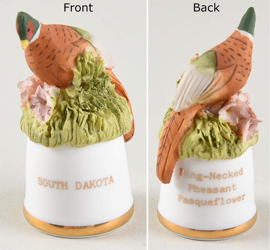 Birds and Flowers of the 50 States Ring Necked Pheasant/ Pasque Flower - No Box by Danbury Mint-1