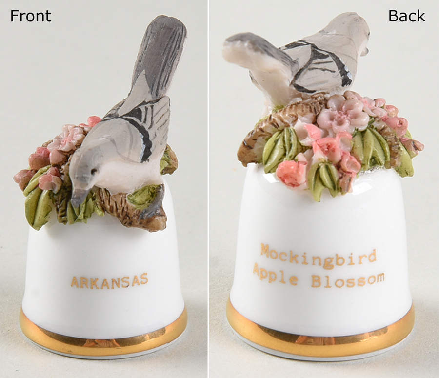 Birds and Flowers of the 50 States Arkansas-Mockingbird-Apple Blossom - No Box by Danbury Mint-1