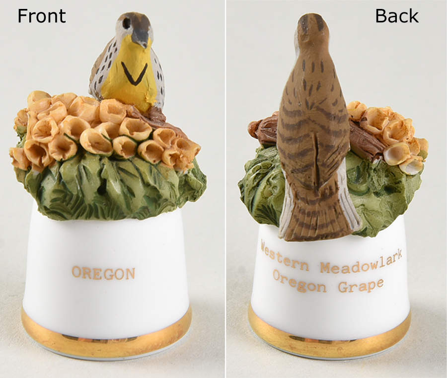 Birds and Flowers of the 50 States Western Meadowlark/Oregon Grape - No Box by Danbury Mint-1