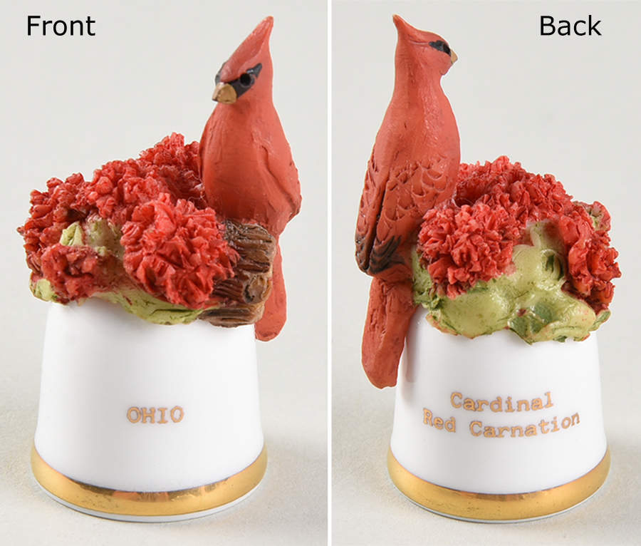 Birds and Flowers of the 50 States Cardinal/Red Carnation - No Box by Danbury Mint-1