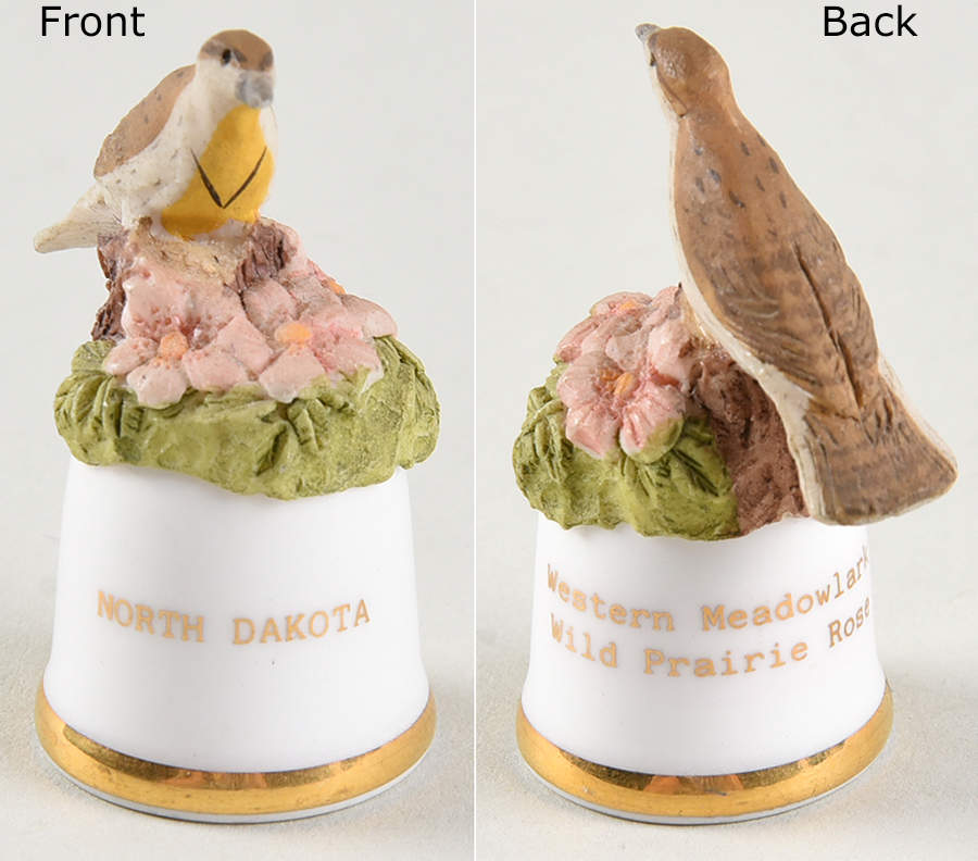 Birds and Flowers of the 50 States Western Meadowlark/Wild Prairie Rose - No Box by Danbury Mint-1