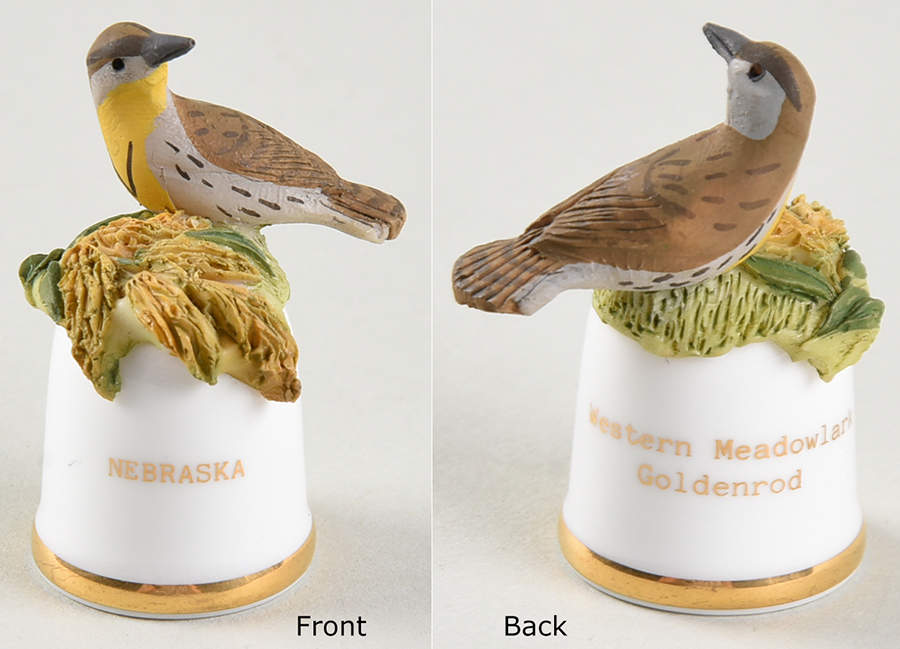Birds and Flowers of the 50 States Western Meadowlark/Goldenrod - No Box by Danbury Mint-1