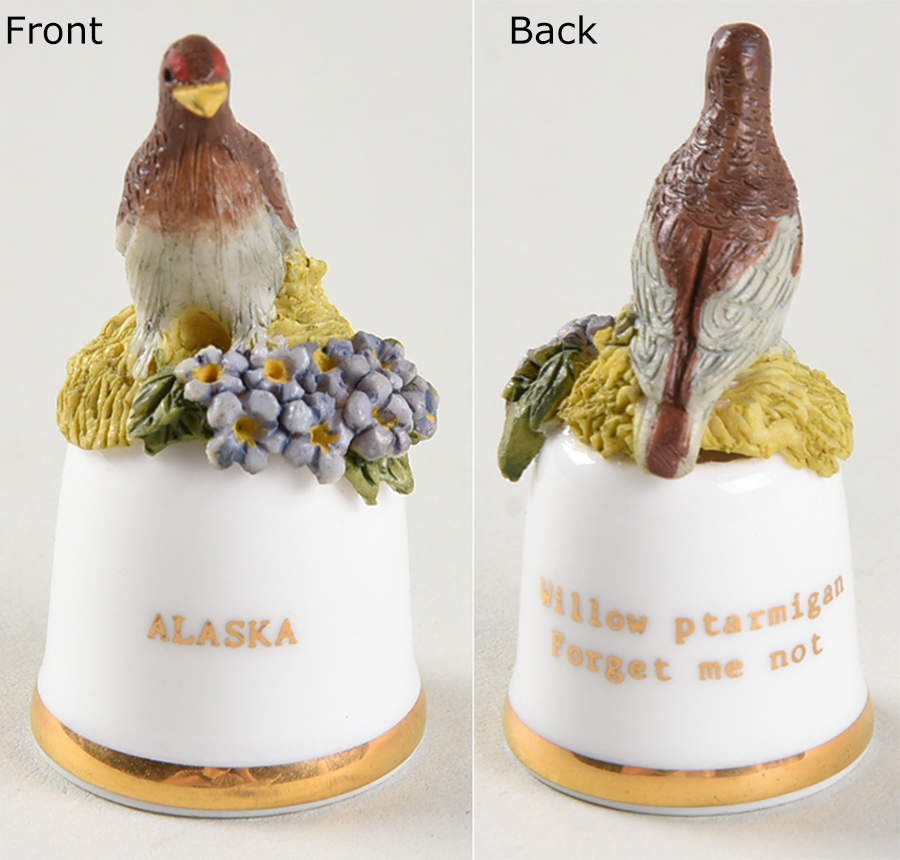 Birds and Flowers of the 50 States Alaska-Willow Ptarmigan/Forget Me - No Box by Danbury Mint-1