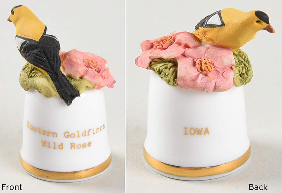 Birds and Flowers of the 50 States Iowa-Eastern Goldfinch/Wild Rose - No Box by Danbury Mint-1