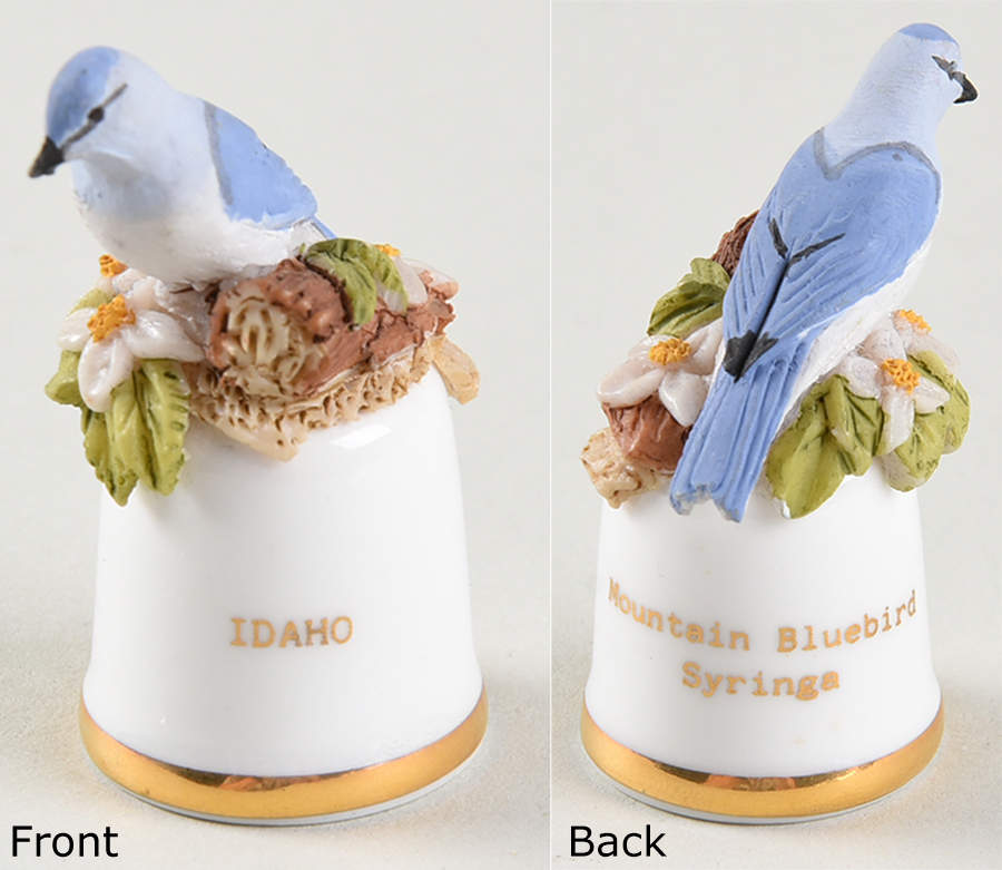 Birds and Flowers of the 50 States Idaho-Mountain Bluebird-Syringa - No Box by Danbury Mint-1