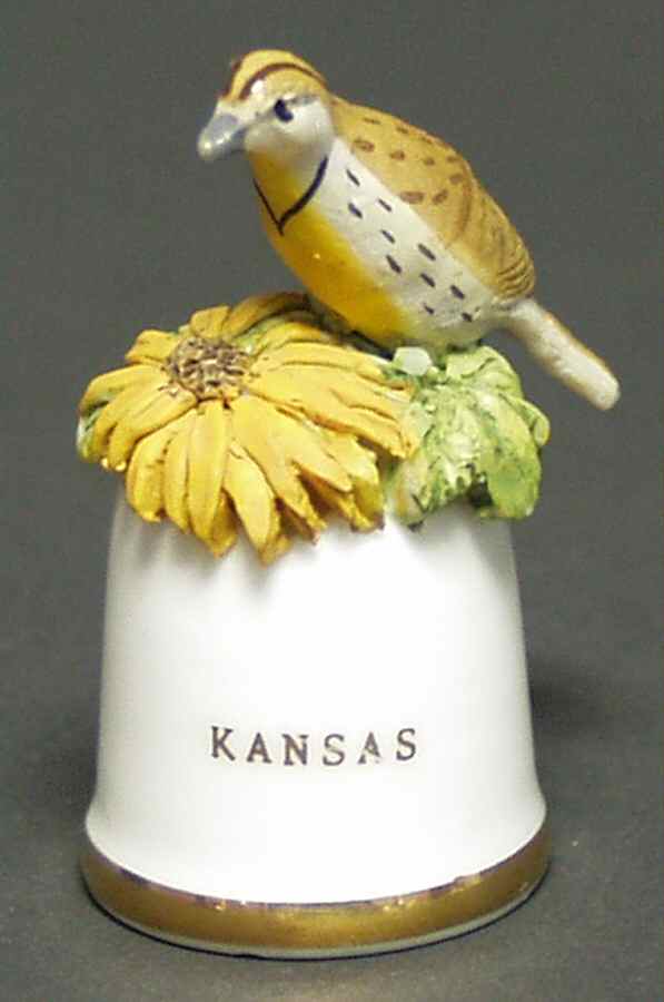 Birds and Flowers of the 50 States Kansas-Western Meadowland/Sunflower - No Box by Danbury Mint-1