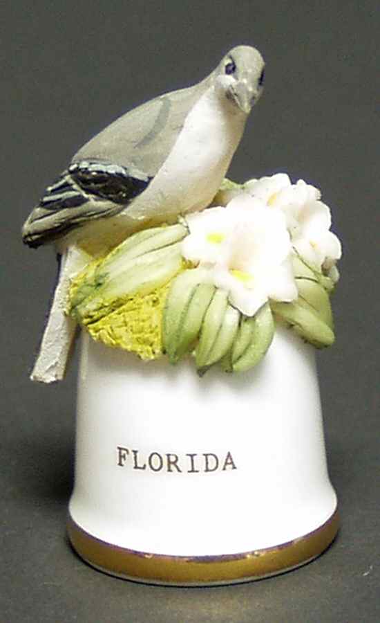 Birds and Flowers of the 50 States Florida-Mockingbird-Orange Blossom - No Box by Danbury Mint-1