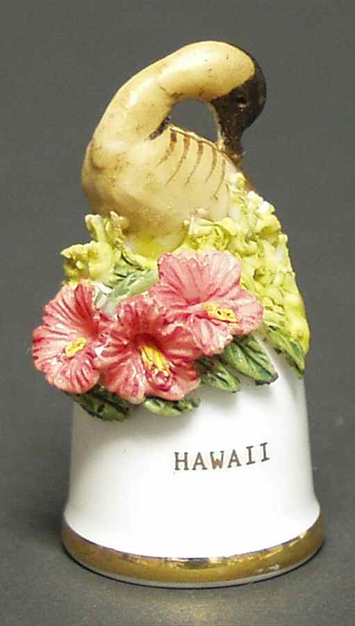 Birds and Flowers of the 50 States Hawaii-Hawaiian Goose-Hibiscus - No Box by Danbury Mint-1