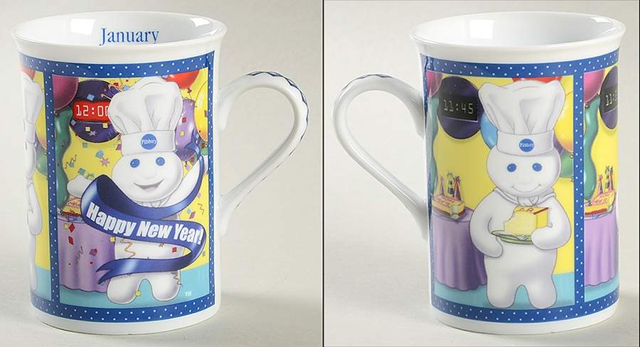 Pillsbury Doughboy Mugs of the Year January-New Year's Celebration - No Box by Danbury Mint-1