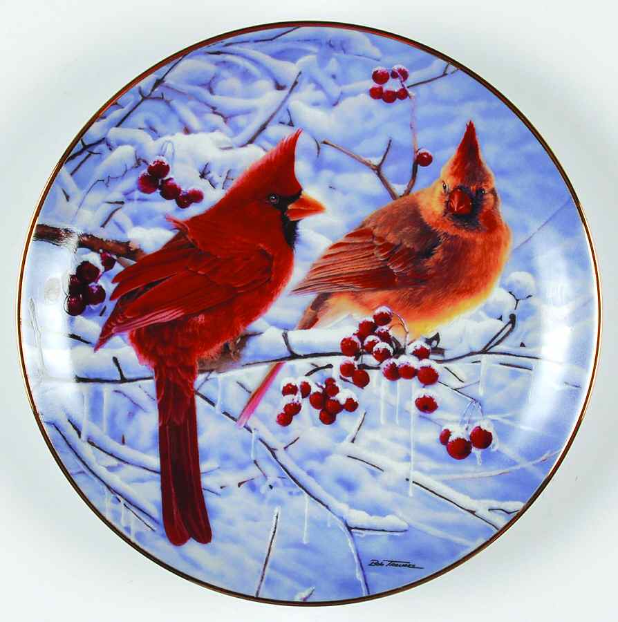 Cardinals for All Seasons Scarlet In Winter - No Box by Danbury Mint-1