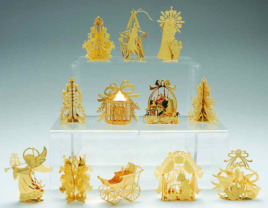 1988 Gold Christmas Ornament Collection Boxed Set Of 12 - Boxed by Danbury Mint-1
