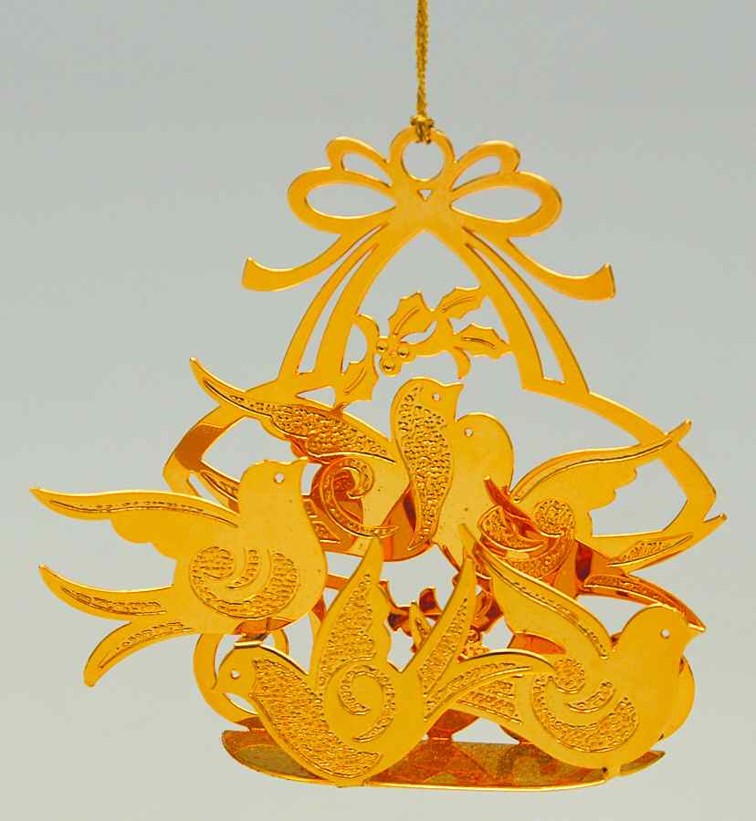 1988 Gold Christmas Ornament Collection Doves Of Peace - No Box by Danbury Mint-1
