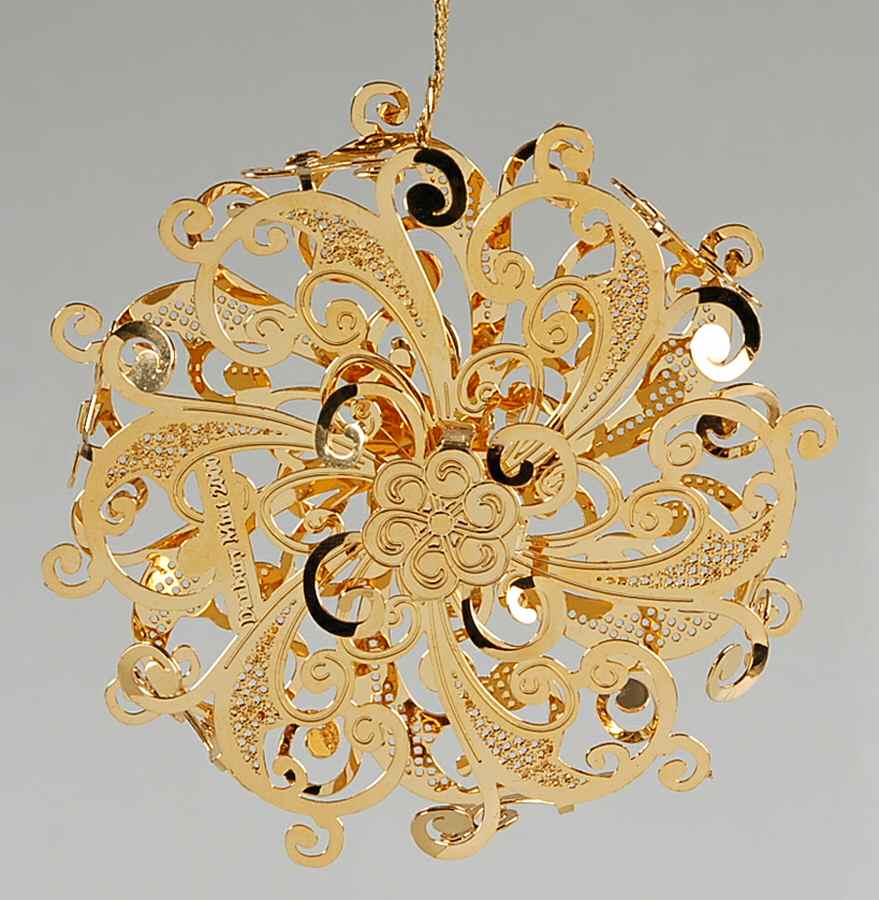 2000 Gold Christmas Ornament Collection Snowflake Swirl - No Box by Danbury Mint-1