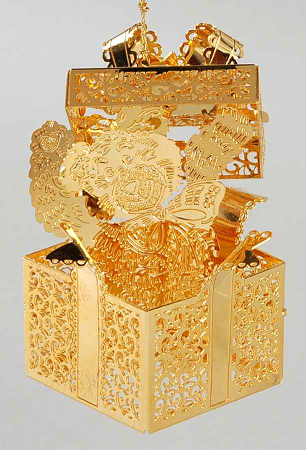2000 Gold Christmas Ornament Collection Teddy Bear Surprise - No Box by Danbury Mint-1