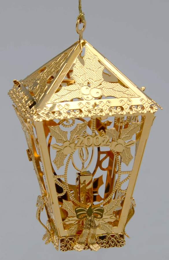 2002 Gold Christmas Ornament Collection Holiday Lantern - Boxed by Danbury Mint-1