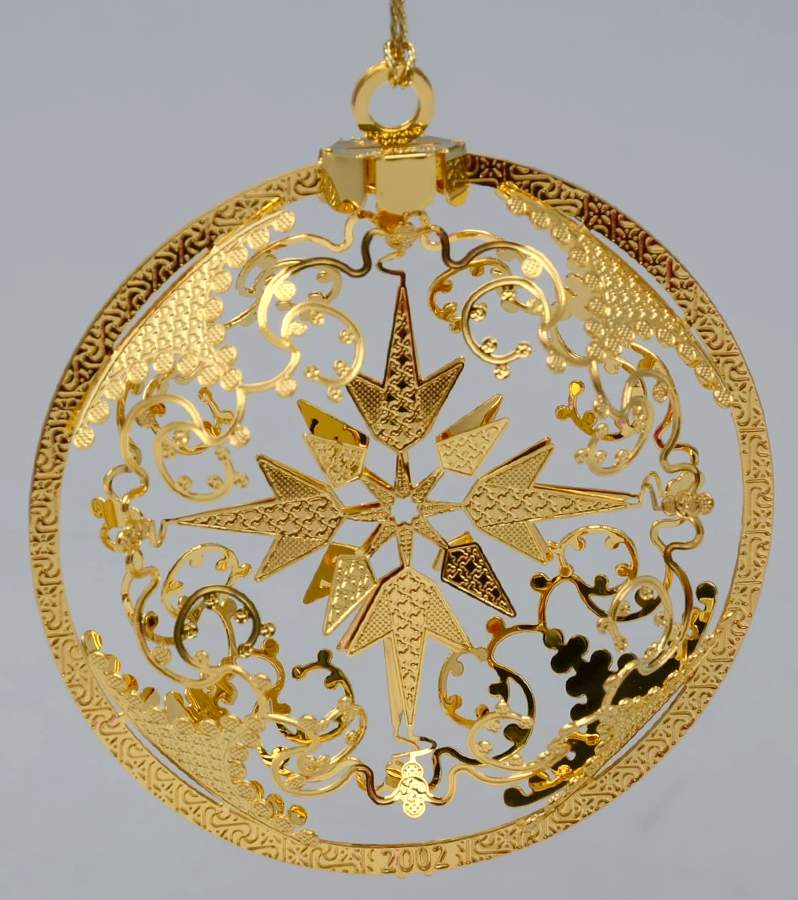 2002 Gold Christmas Ornament Collection Snowflake Enchantment - Boxed by Danbury Mint-1