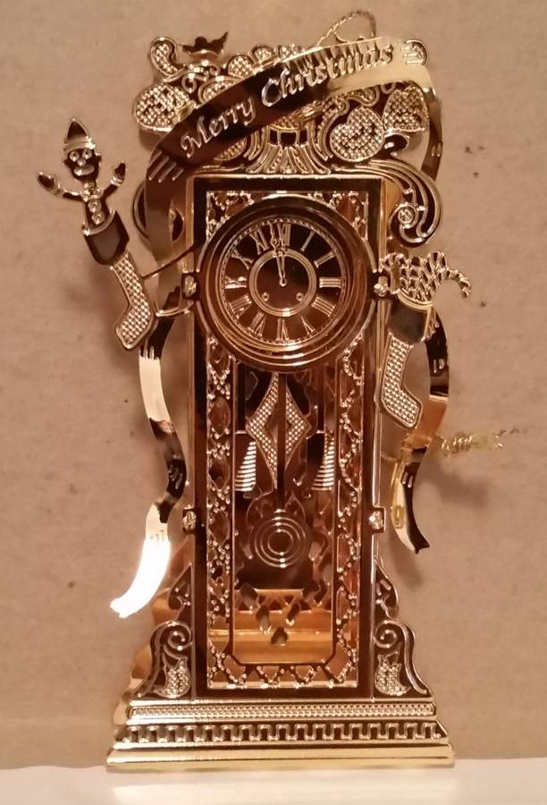 1997 Gold Christmas Ornament Collection Grandfather Clock - No Box by Danbury Mint-1