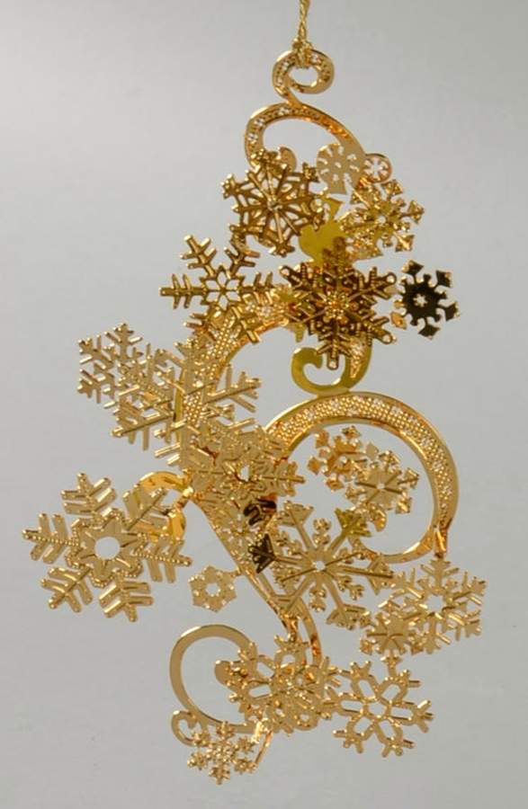 1998 Gold Christmas Ornament Collection Swirling Snowflakes - No Box by Danbury Mint-1