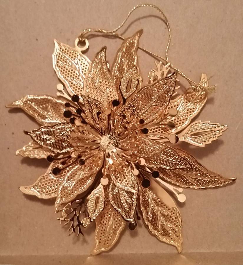 1998 Gold Christmas Ornament Collection Poinsettia - Boxed by Danbury Mint-1