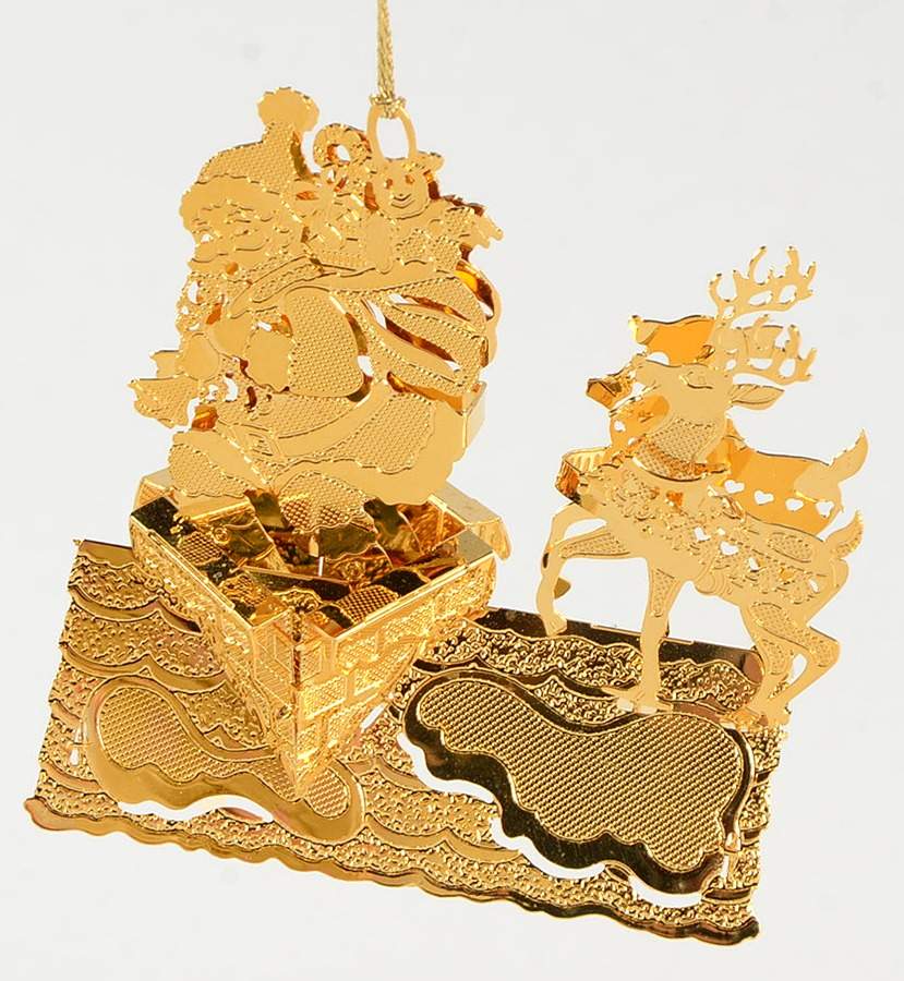 1998 Gold Christmas Ornament Collection Santa's Arrival - No Box by Danbury Mint-1