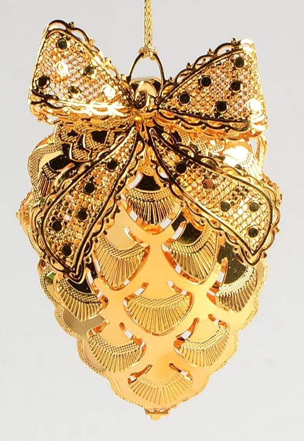 1998 Gold Christmas Ornament Collection Pine Cone - Boxed by Danbury Mint-1